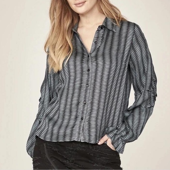 Nu Denmark women’s Imi viscose button down shirt blouse Sz. M/L grey long sleeve - Picture 1 of 10